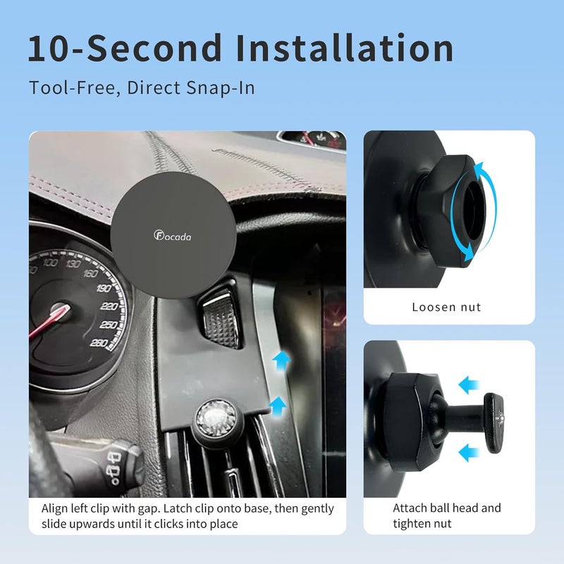 Focada Car Phone Mount for Ford Focus MK3/MK3.5 (2012-2018) RS/SE/ST, Smartphone Holder with 360° Rotation, Firm & Stable Grip, Custom Vehicle-Specific Accessory Optimized for Ford Focus - Image 3